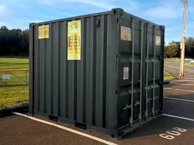 Black 10ft Storage Container at sports field