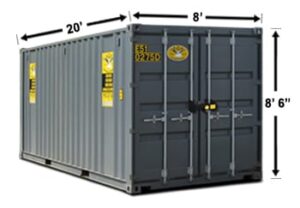 20ft Storage Container with measurements