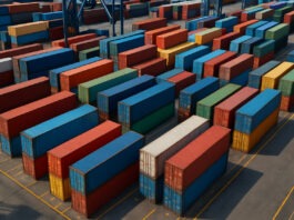Conex Boxes Stacked At a Port