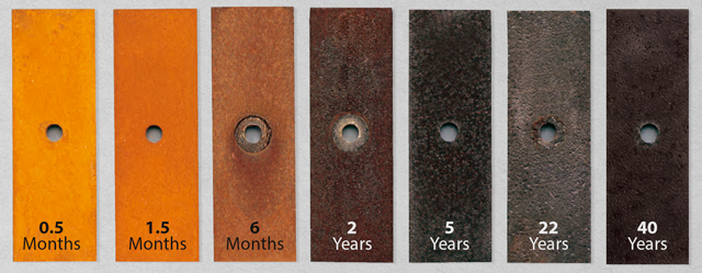 Corden Steel patina over 40 years