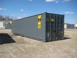 40-foot storage container secured with heavy-duty Eagle Lock.