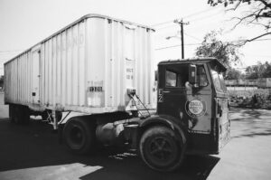 Eagle Leasing equipment yard with storage containers and trailers.
